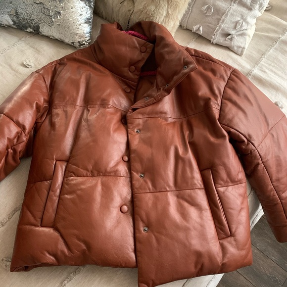 genuine leather puffer